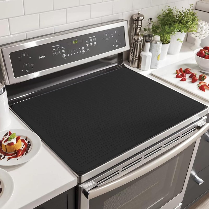 Anevna Stove Top Cover for Electric Stove- Range Covers for Electric Stove,Silicone XXL Dish Drying Mat, Glass Cooktop Covers, Flat RV Range top Mats (Black, 36"x21") - Image 4